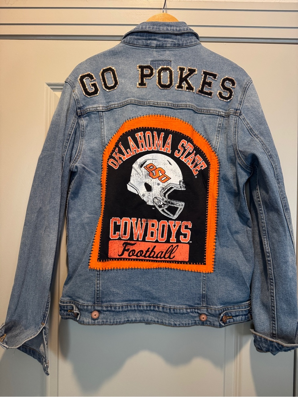 Oklahoma State Cowboys Woman’s Denim Jacket - Light Blue Size L